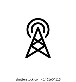 flat line single radio antenna icon symbol sign, logo template, vector, eps 10