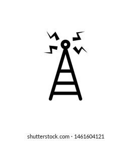 flat line single radio antenna icon symbol sign, logo template, vector, eps 10