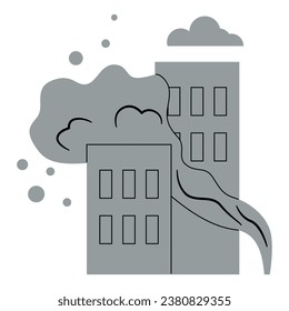 Flat line smog. Vector illustration with natural disaster theme and flat line vector style. Editable vector.