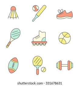 Flat Line Sport Icons. Vector infographic elements set, modern design