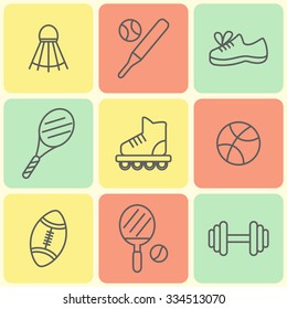 Flat Line Sport Icons. Vector infographic elements set, modern design