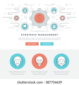Flat line Strategic Management Vector illustration. Modern thin linear stroke vector icons.