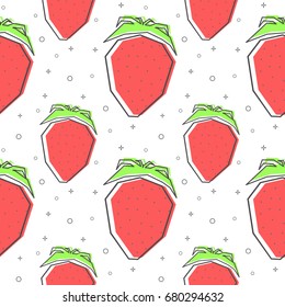 flat line strawberry pattern vector