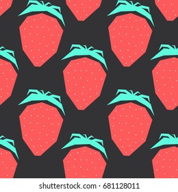 flat line strawberry pattern vector