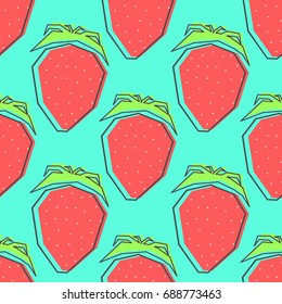 flat line strawberry pattern vector