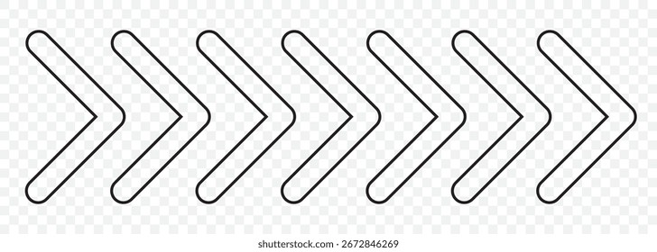 Flat and Line Style Chevron Arrows – Vector Illustration on Transparent Background. EPS 10.