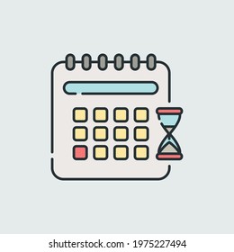 Flat Line Style, Deadline Icon Color Design