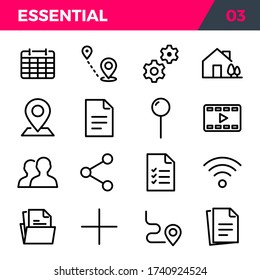 Flat line style icon set. Vector icon calendar, gps, address, home, video, users. modern simple symbol and pictogram.
