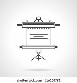 Flat line style presentation screen vector icon. Blank roller screen with tripod for training, presentation, learning, business meeting. Web design elements.