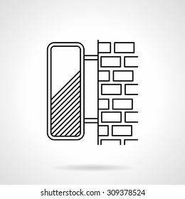 Flat line style vector icon for blank lightbox on the brick wall. Outdoors advertisement structures. Design element for business, logo and website.