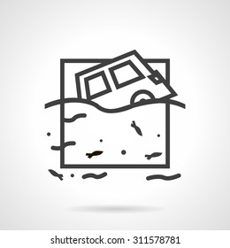Flat line style vector icon for car insurance. Accidents, nature disasters, flood. Elements of web design for business or website.