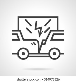 Flat line style vector icon for car insurance. Automobile accident. Design elements for business and website