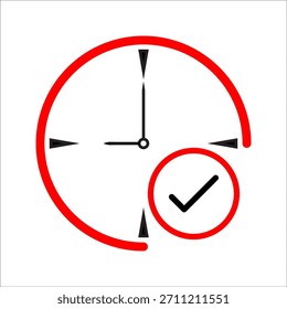 Símbolo de línea plana de icono de ahorro de tiempo. con fondo rojo y negro.