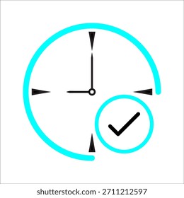 símbolo de linha plana do ícone de economia de tempo. com fundo azul e preto.