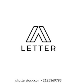 flat a line tech  logo design