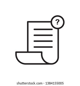 flat line thin blank paper icon vector, eps 10, with sign