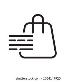 flat line thin sending shopping bag icon sign, vector, eps 10