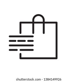 flat line thin sending shopping bag icon sign, vector, eps 10