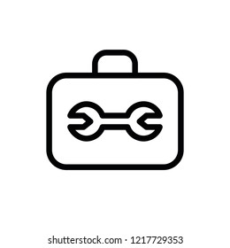 Flat Line Tools Bag Icon