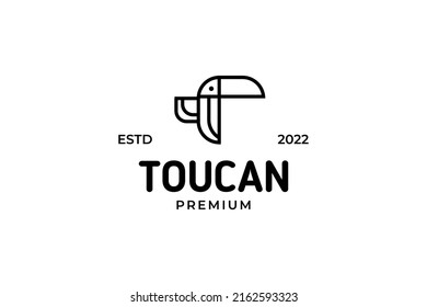 Flat line toucan icon logo design illustration