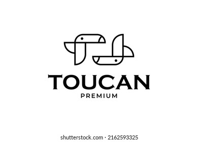 Flat line toucan icon logo design illustration