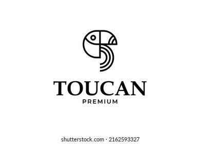 Flat line toucan icon logo design illustration