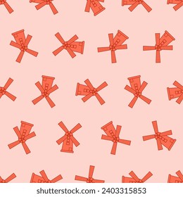 Flat line tower mill seamless pattern. Suitable for backgrounds, wallpapers, fabrics, textiles, wrapping papers, printed materials, and many more. Editable vector.