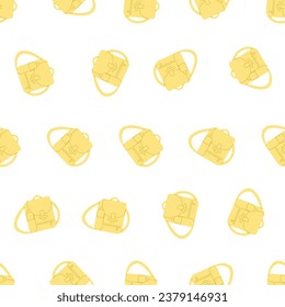 Flat line travel backpack seamless pattern. Suitable for backgrounds, wallpapers, fabrics, textiles, wrapping papers, printed materials, and many more.