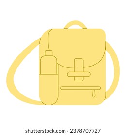 Flat line travel backpack. Vector illustration with travel theme and flat line vector style.