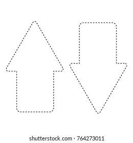 Flat Line Uncolored Business Arrow Sticker Over White Background