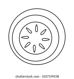 flat line uncolored cucumber  over white background  vector illustration