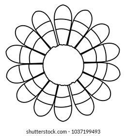 flat line uncolored  flower over white  background vector illustration