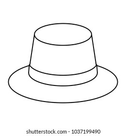 flat line uncolored hat over white background vector illustration