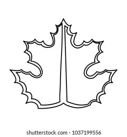 flat line  uncolored maple leaf  over white background  vector illustration