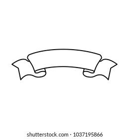 flat line uncolored ribbon over white background vector illustration