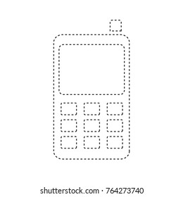 Flat Line Uncolored Smart Phone Sticker Over White Background