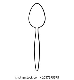 flat line uncolored spoon over white background vector illustration