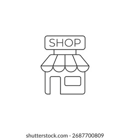 Vector de línea plana de una boutique o tienda.