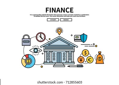 Ilustración gráfica editable por vectores planos, concepto de financiación empresarial,