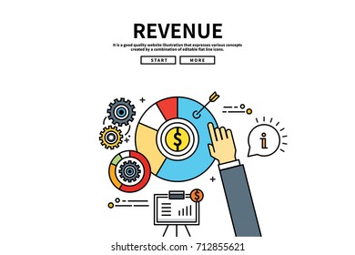 Flat line vector editable graphic illustration, business finance concept, revenue