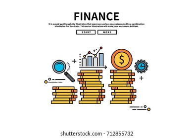 Flat line vector editable graphic illustration, business finance concept