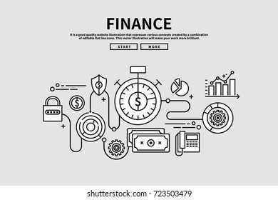 Flat line vector editable graphic illustration, business finance concept,