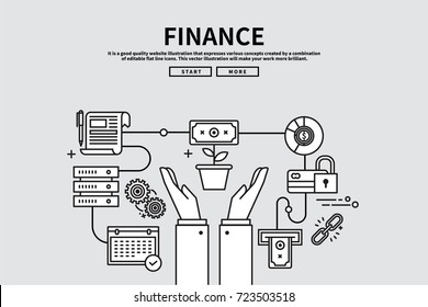 Flat line vector editable graphic illustration, business finance concept,