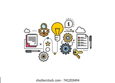 Flat line vector editable graphic website illustration, ideas