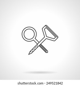 Flat line vector icon for climbing screw hook or loop anchor on white background. 