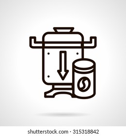 Flat line vector icon for coffee making equipment. Coffee beans grinder or coffee mill. Elements of web design for business. 