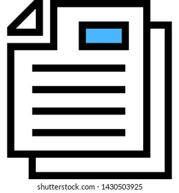 Flat line vector icon of paperwork. Stack of papers illustration.