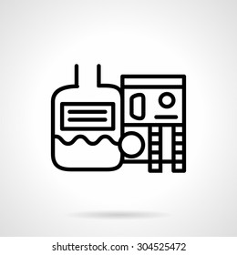 Flat line vector icon for water filtering station. Industrial water treatment. Design element for business, logo and website.