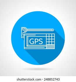 Flat line vector icon with white contour GPS navigation device on white background. Long shadow design