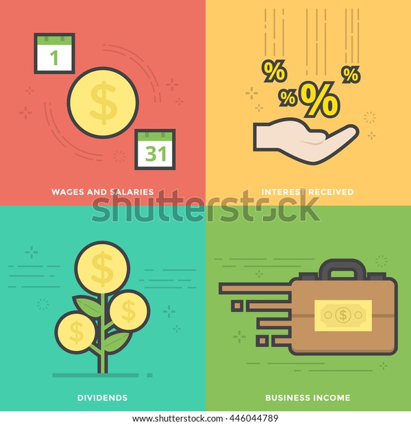 Flat Line Vector Icons Wages Salaries Stock Vector Royalty Free